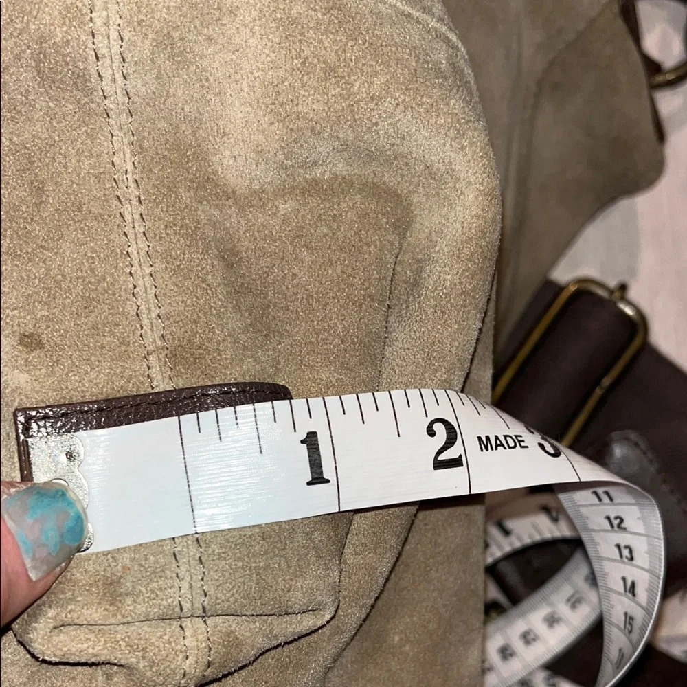 Mi Mu olive green/beige suede unisex Messenger Bag